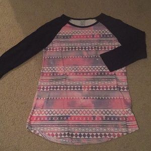 Aztec print 3/4 sleeve shirt